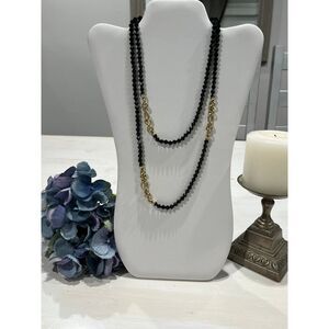 Like New! Anne Klein long‎ Necklace gold and black